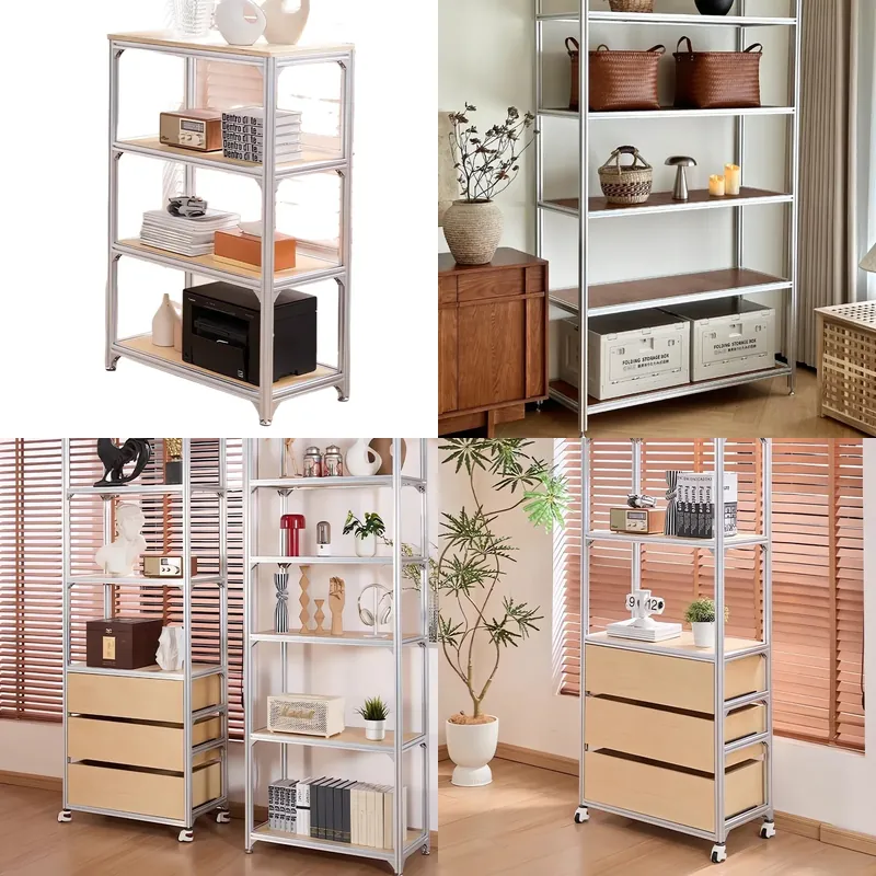 Storage & Organization - ชั้นวางของอลูมิเนียมแบบกำหนดเอง DIY หลายชั้น พร้อมแผงตกแต่งลายมหาสมุทร ชั้นวางแบบประกอบได้สำหรับการจัดระเบียบบ้าน