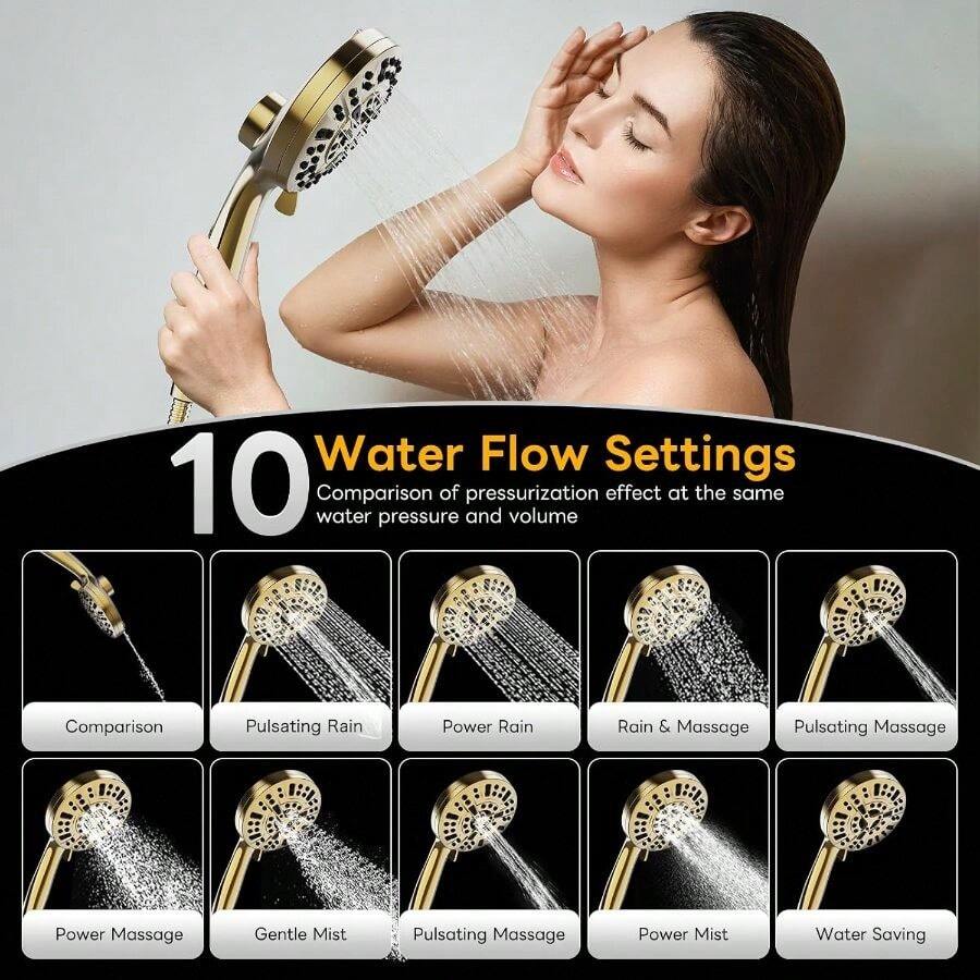 หัวฝักบัวมือถือแรงดันสูง 10 รู - High Pressure Shower Head Handheld บทวิจารณ์และราคา